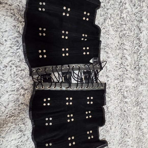 Vintage 90s Silver & Black Stormy Leather Bondage Corset - Picture 6 of 6